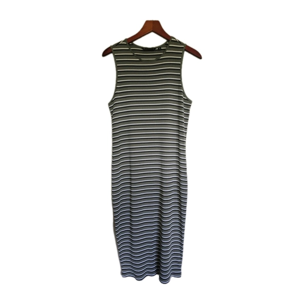 Athleta Sunstream Striped Ribbed Knit Sleeveless Tank Midi Dress Size M
